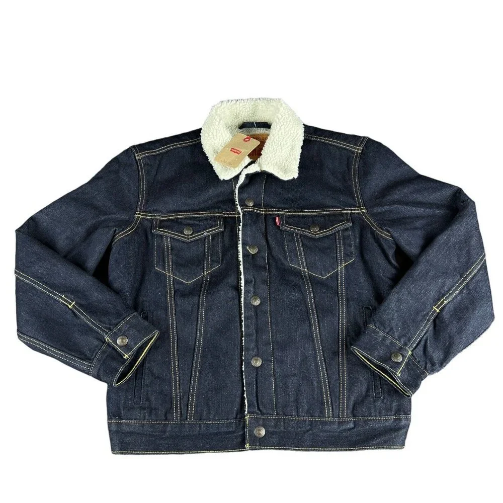 Levi's Men's Original Trucker Type III Juniper Rinse Sherpa Denim Jacket Size S - Picture 1 of 5